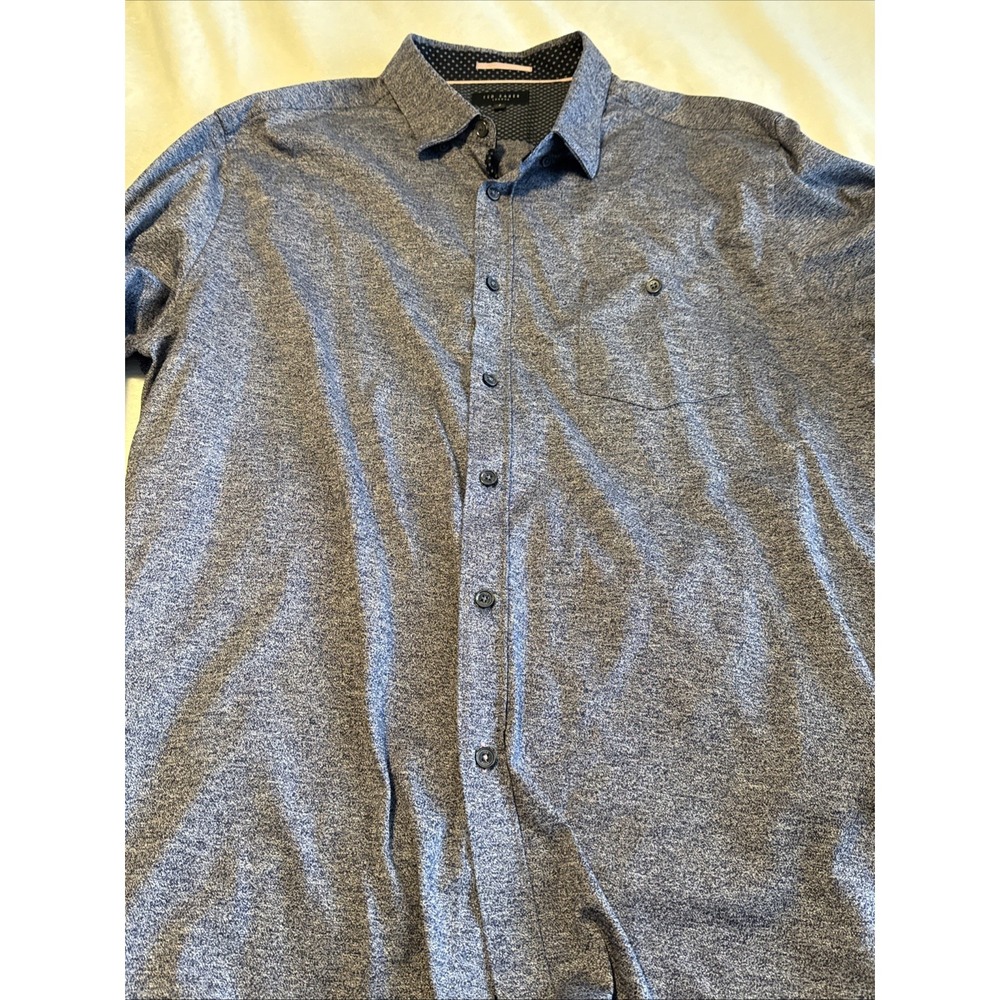 Ted Baker London Mens Size 7 Blue Marled Button Front Shirt XXL
